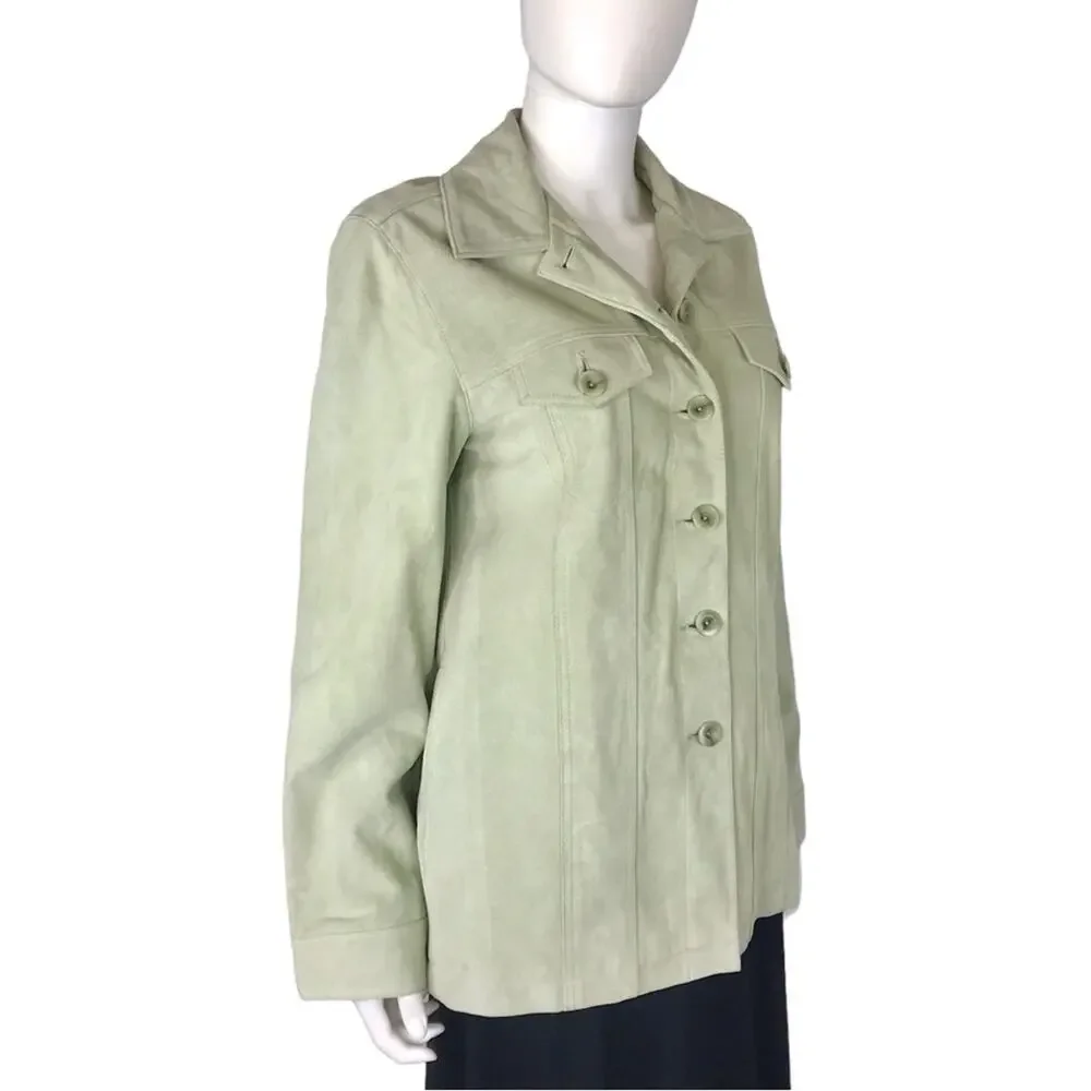 Levi's Strauss Suede Jacket Vintage Light Pastel Green Truckers Coat Medium